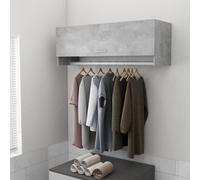 vidaXL Wardrobe Concrete Grey Engineered Wood Storage Shelf Clothes Organiser