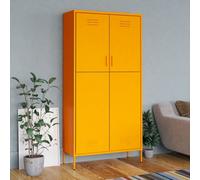 vidaXL Wardrobe Mustard Yellow Steel Bedroom Hanger Clothing Storage Cabinet