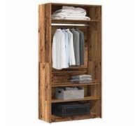Wardrobe Smoked Oak 100x50x200cm Engineered Wood 3+1 Compartments with Hanging