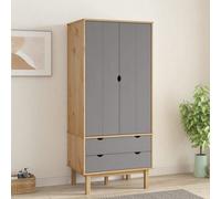 (Brown and grey) vidaXL Solid Wood Pine Wardrobe Cloth Cabinet Closet Highboard Multi Colours
