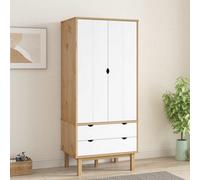 (Brown and white) vidaXL Solid Wood Pine Wardrobe Cloth Cabinet Closet Highboard Multi Colours