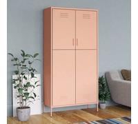 vidaXL Wardrobe Pink Steel Bedroom Hanger Organiser Clothing Storage Cabinet