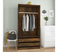 vidaXL 4 Shelf Smoked Oak Engineered Wood Open Wardrobe - Size: 200 x 100 x 50cm - Brown - Wilko