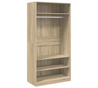 vidaXL Wardrobe Sonoma Oak 100x50x200 cm - Engineered Wood Clothing Cabinet with Hanging Rod, 3 Small + 1 Large Compartments (800228)