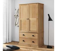 (brown) vidaXL Wardrobe Closet Clothes Wooden Storage Organiser VIGO Solid Wood Pine