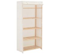 vidaXL Practical Fabric Wardrobe in White - Large Storage with Shelves and Hanger Bar - Solid Fir Wood Structure - 79 x 40 x 170 cm