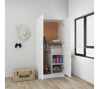 vidaXL Wardrobe White Engineered Wood Clothing Cabinet Home Organiser Hanger