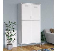 vidaXL Wardrobe White Steel Bedroom Hanger Organiser Clothing Storage Cabinet