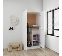 vidaXL Wardrobe White Engineered Wood Clothing Cabinet Home Organiser Hanger