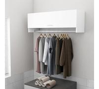 vidaXL Wardrobe White Engineered Wood Storage Cabinet Hanger Clothes Organiser