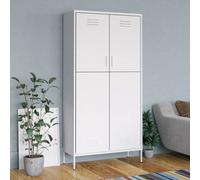 vidaXL Wardrobe White Steel Bedroom Hanger Organiser Clothing Storage Cabinet
