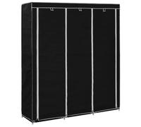 vidaXL Wardrobe with Compartments and Rods Black Fabric Garment Organiser