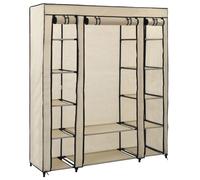 vidaXL Wardrobe with Compartments and Rods Cream Fabric Clothes Organiser