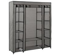 vidaXL Wardrobe with Compartments and Rods Grey 150x45x176 cm Fabric