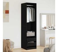 Vidaxl Wardrobe With Drawer Black Oak 50 X 50 X 200 Cm Engineered Wood