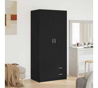vidaXL Wardrobe with Drawer Black Oak 80 x 52 x 180 cm Engineered Wood