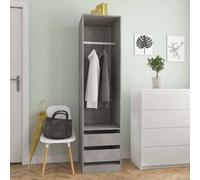 vidaXL Wardrobe with Drawers Chipboard 50cm Concrete Grey Open Wardrobe Hanger