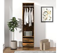 Vidaxl Wardrobe With Drawers Smoked Oak 50X50X200 Cm Engineered Wood Wardrobes