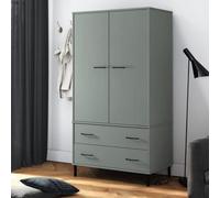 Vidaxl Wardrobe With Metal Legs Grey 90X55X172.5 Cm Solid Wood Oslo