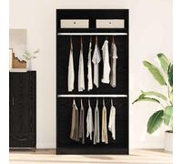 vidaXL Wardrobe with Shelf Black Oak 100 x 50 x 200 cm Engineered Wood