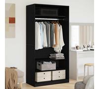 vidaXL Wardrobe with Shelf Black oak 100 x 50 x 200 cm Engineered wood