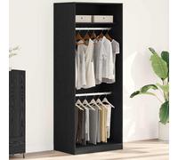 Wardrobe Smoked Oak 80x50x200cm Engineered Wood 3+1 Compartments Closets-Modern