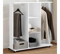 vidaXL Wardrobe with Wheels Closet Clothes Organiser White Engineered Wood