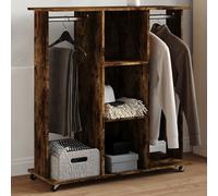 vidaXL Wardrobe with Wheels Hall Clothes Organiser Smoked Oak Engineered Wood