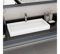 vidaXL Wash Basin 100cm Mineral Cast/Marble Cast White Bathroom Washroom Sink