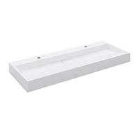 vidaXL Wash Basin White Mineral/Marble Cast – 120x46x11 cm, Dual Faucet Holes, Contemporary Design
