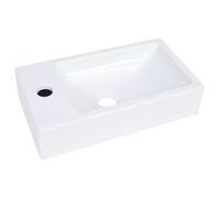 vidaXL Resin White Wash Basin - SMC Material Sink with Faucet Hole, Ideal for Bathroom or Washroom - 400 x 220 x 90 mm