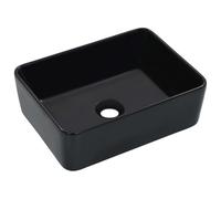 vidaXL Ceramic Wash Basin - Elegant, Modern Design - High Gloss Finish, Black, Above Counter Installation, 40x30x13 cm