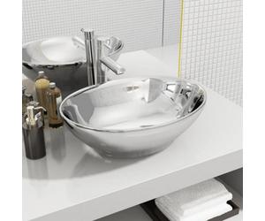 Vidaxl Wash Basin 40X33X13.5 Cm Ceramic Silver