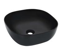 vidaXL Wash Basin 42.5x42.5x14.5cm Ceramic Black Bathroom Washroom Bowl Sink