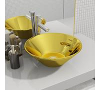 vidaXL Wash Basin 42x14 cm Ceramic Gold