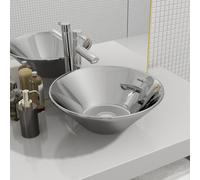 vidaXL Wash Basin 42x14cm Ceramic Silver Bathroom Washroom Sink Bowl Unit