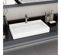 vidaXL Wash Basin 80cm Mineral Cast/Marble Cast White Countertop Bathroom Sink