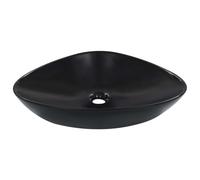 vidaXL Wash Basin Ceramic Black Above Counter Bathroom Wash Bowl Sink Unit