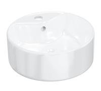 vidaXL Wash Basin Countertop Wash Sink Cloakroom Basin White Ceramic Round