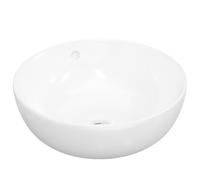 vidaXL Wash Basin Countertop Wash Sink Cloakroom Basin White Ceramic Round