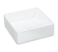 vidaXL Wash Basin Countertop Wash Sink Cloakroom Basin White Ceramic Square