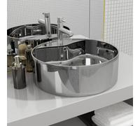 vidaXL Wash Basin with Overflow 46.5x15.5 cm Ceramic Silver, Silver