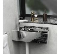 vidaXL Wash Basin with Overflow 49x25x15cm Ceramic Silver Bathroom Sink Bowl