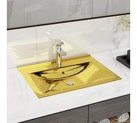 Vidaxl Wash Basin With Overflow 60X46X16 Cm Ceramic Gold