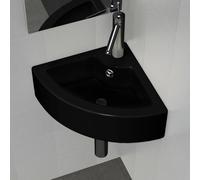 vidaXL Wash Basin with Overflow Black Ceramic Bathroom Hand Wash Bowl Sink