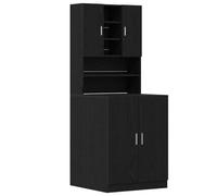vidaXL Washing Machine Cabinet 2 pcs Black oak 70.5 x 71.5 x 181.5 cm, Living Room Cabinet, Modern Laundry Storage, Durable Indoor Unit, Rectangular Functional Solution, Home Utility Organization