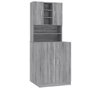 vidaXL Grey Sonoma Engineered Wood Washing Machine Cabinet - Moisture Resistant Laundry Organizer with Multiple Compartments and Modern Design