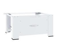 vidaXL Washing Machine Pedestal with Drawer - White, Steel, 100 kg Capacity, Rubberised Non-Slip Feet, 63 x 55 x 32.5 cm Dimensions