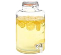 vidaXL XXL Glass Water Dispenser with Tap - Transparent Beverage Jar for Parties, Bar and BBQs - 8L Capacity