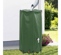 vidaXL Foldable PVC Water Tank with Tap 380L - Portable Rainwater Collection System, Green, Garden Watering, Outdoor and Camping Use